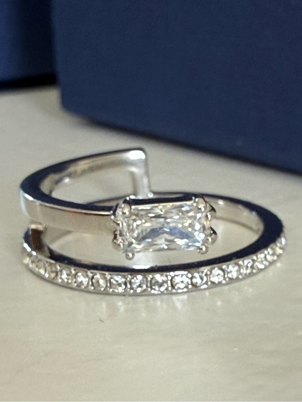 NWT Swarovski Crystal Open Wrap Ring Size 52 US 5.75 Box & Tag